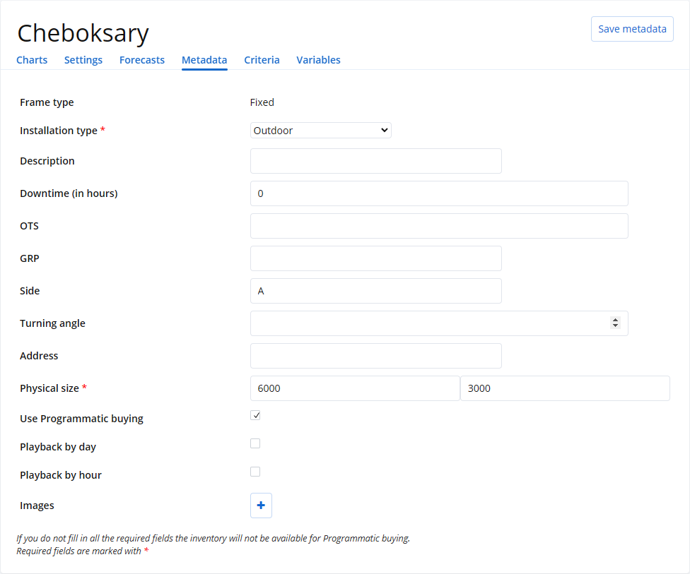 Screen metadata